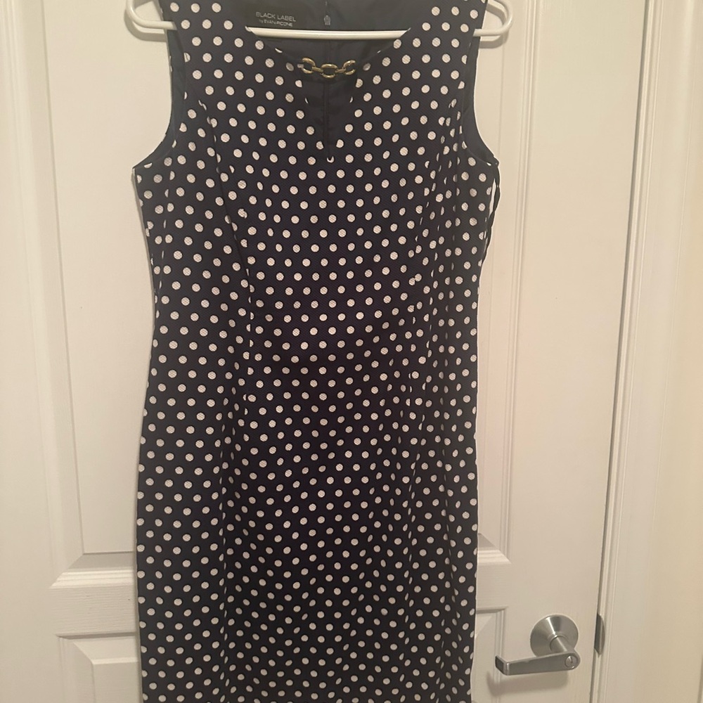 Evan Picone Blue Sheath Midi Dress Sleeveless V-neck